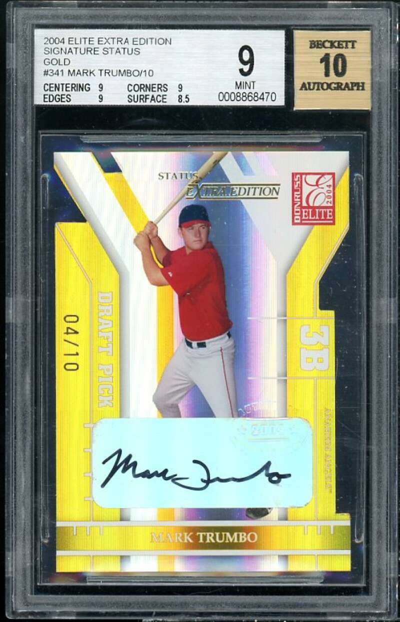 Mark Trumbo Rookie 2004 Elite Extra Edition Signature Status Gold #341 BGS 9 Image 1