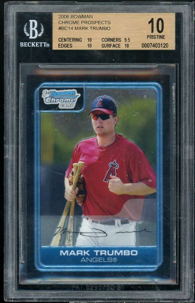 Mark Trumbo Rookie Card 2006 Bowman Chrome Prospects #BC14 (pristine) BGS 10 Image 1