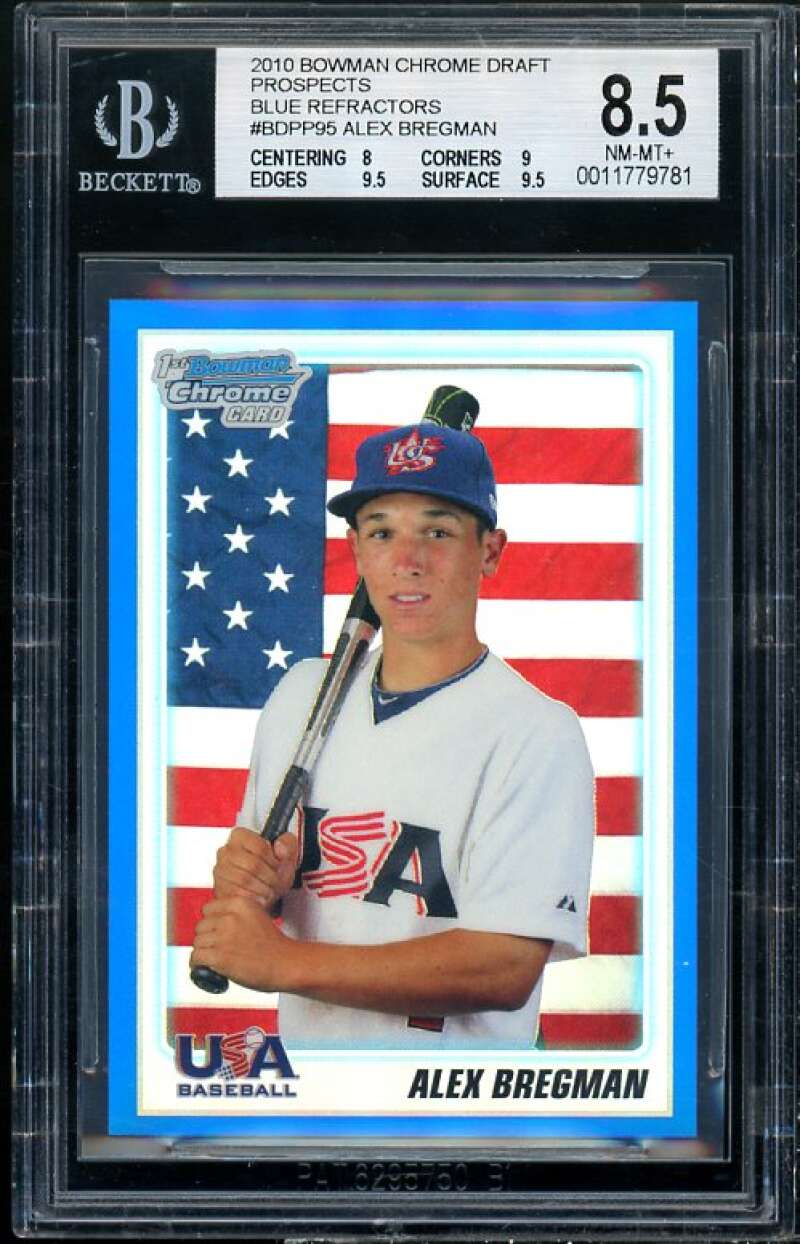 Alex Bregman Rookie Card 2010 Bowman Chrome Draft Blue Refractors #95 BGS 8.5 Image 1