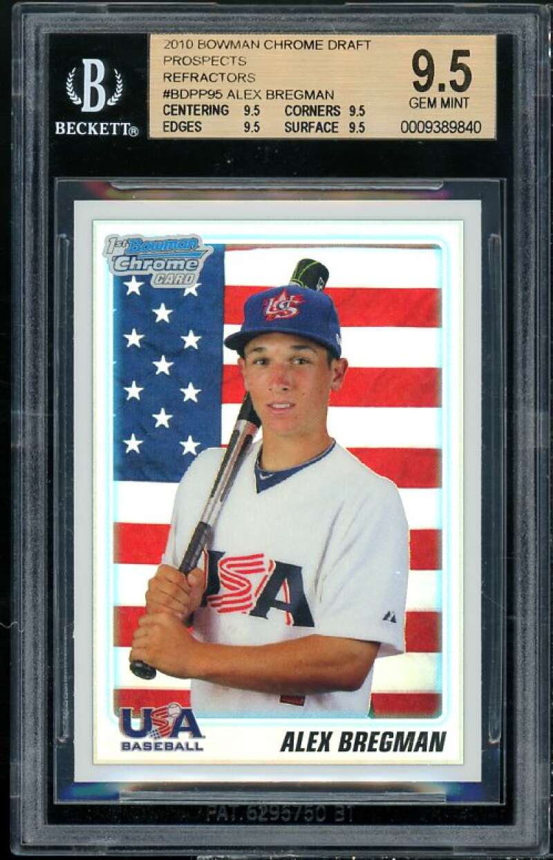 Alex Bregman Rookie 2010 Bowman Chrome Draft Prospects Refractors #95 BGS 9.5 Image 1