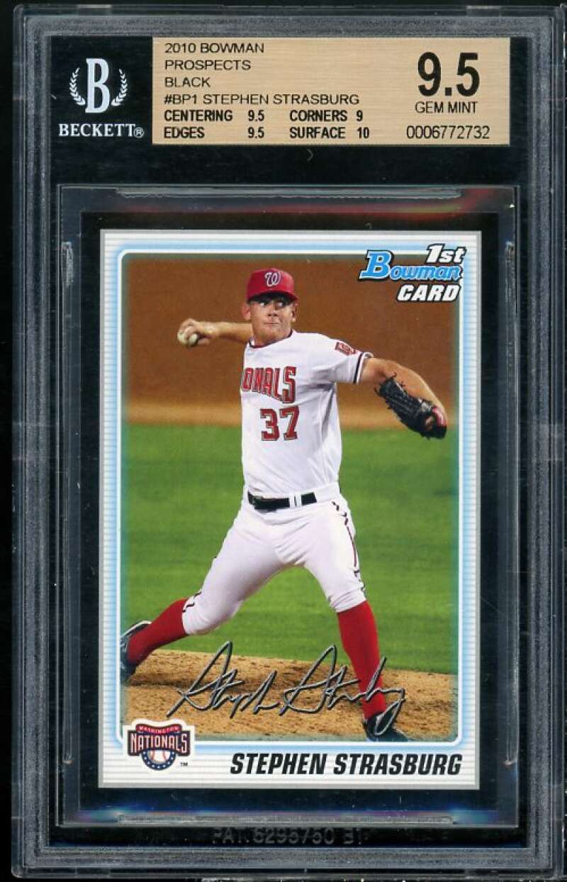 Stephen Strasburg Rookie 2010 Bowman Prospects Black #BP1 BGS 9.5 (9.5 9 9.5 10) Image 1