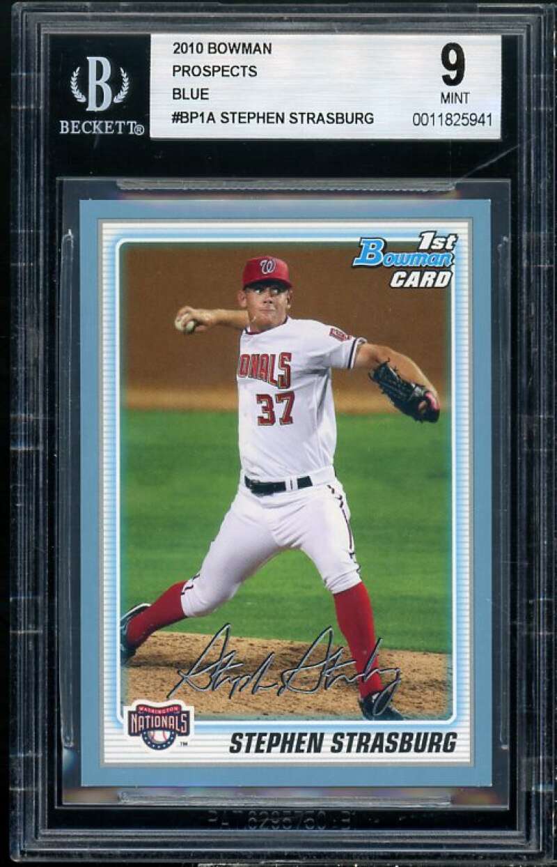 Stephen Strasburg Rookie Card 2010 Bowman Prospects Blue #BP1A BGS 9 Image 1