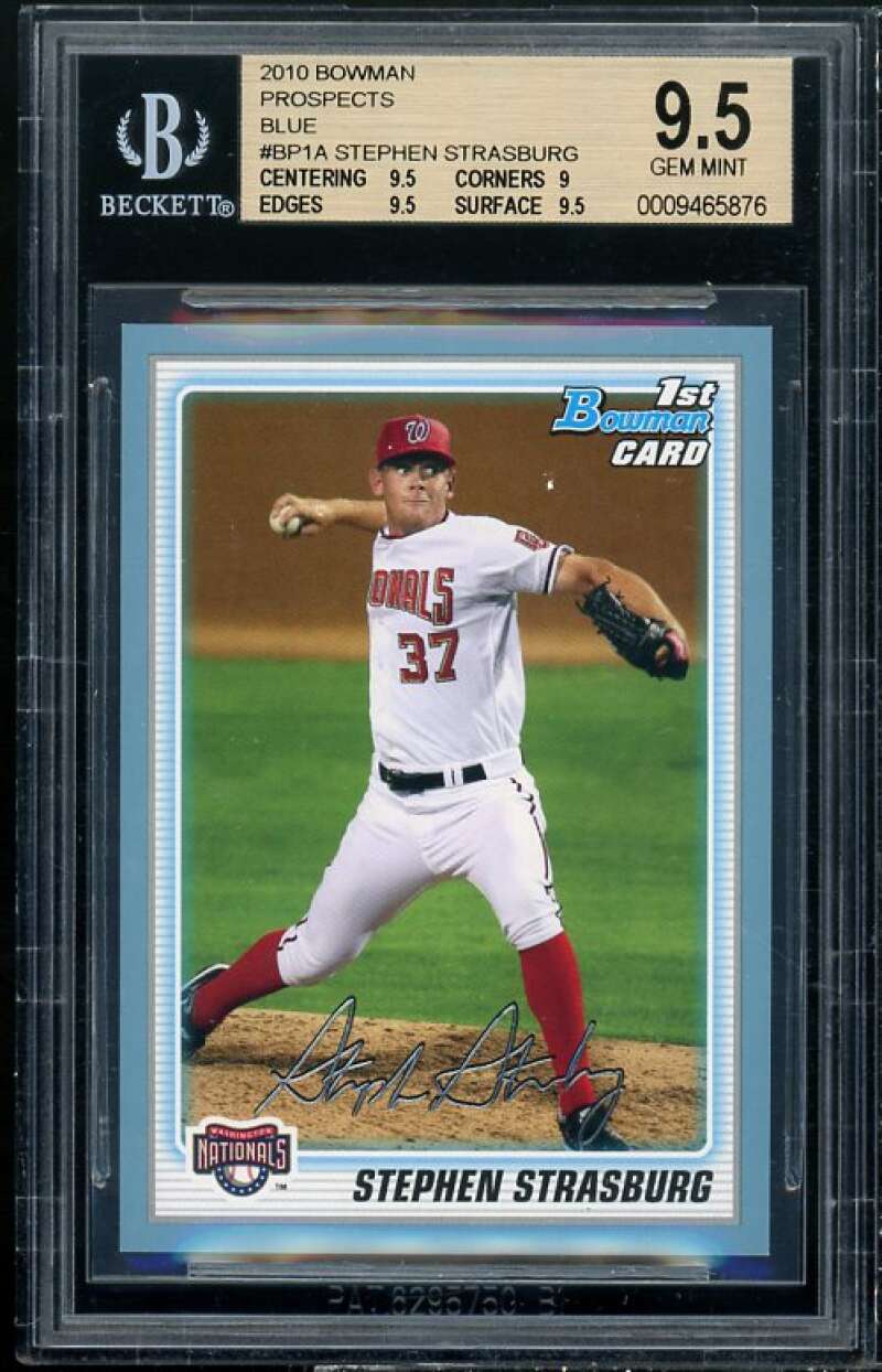 Stephen Strasburg Rookie Card 2010 Bowman Prospects Blue #BP1A BGS 9.5 Image 1