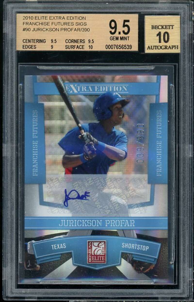 Jurickson Profar Rookie Card 2010 Elite Extra Edition FF Signatures #90 BGS 9.5 Image 1