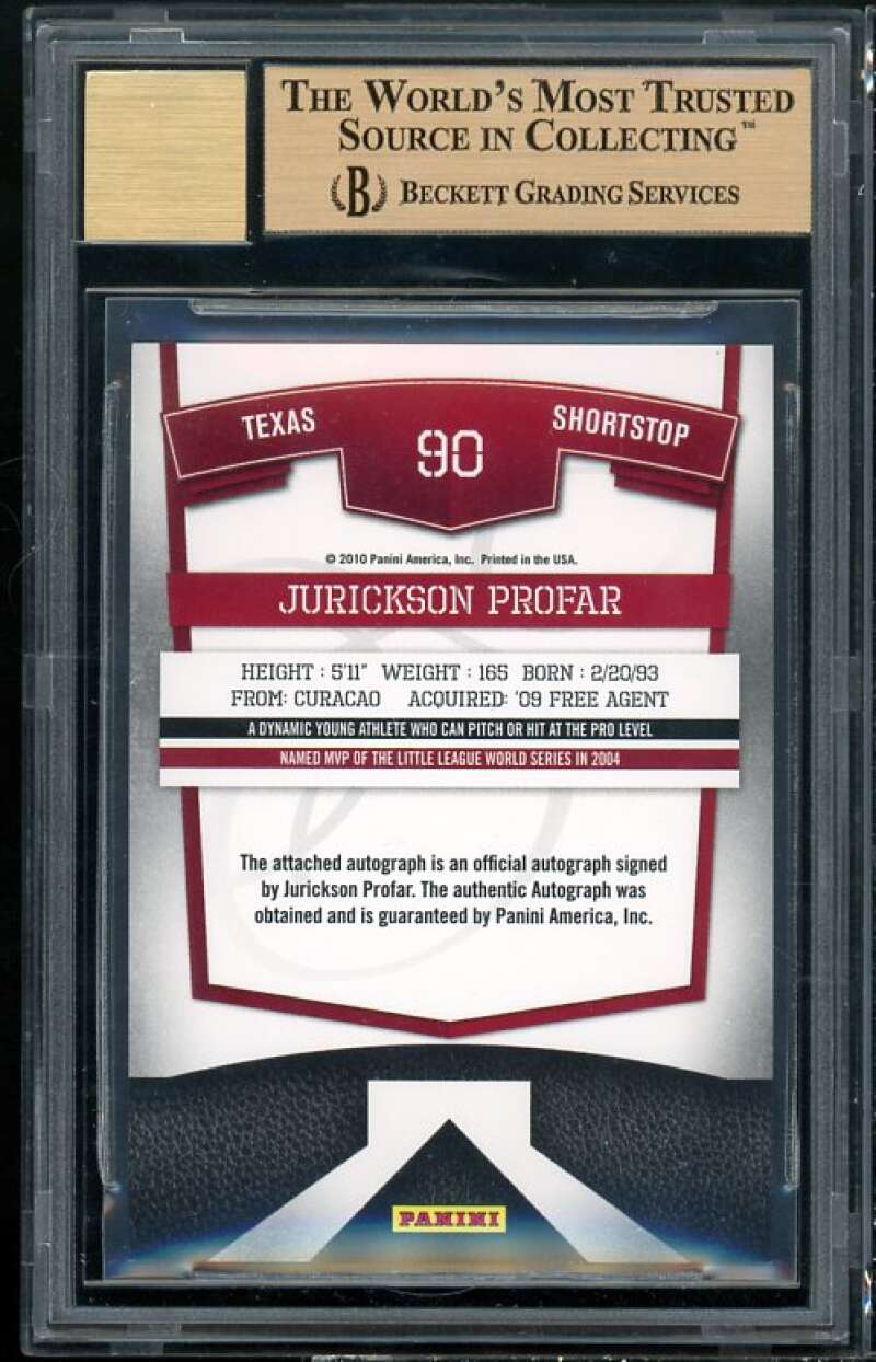 Jurickson Profar Rookie Card 2010 Elite Extra Edition FF Signatures #90 BGS 9.5 Image 2