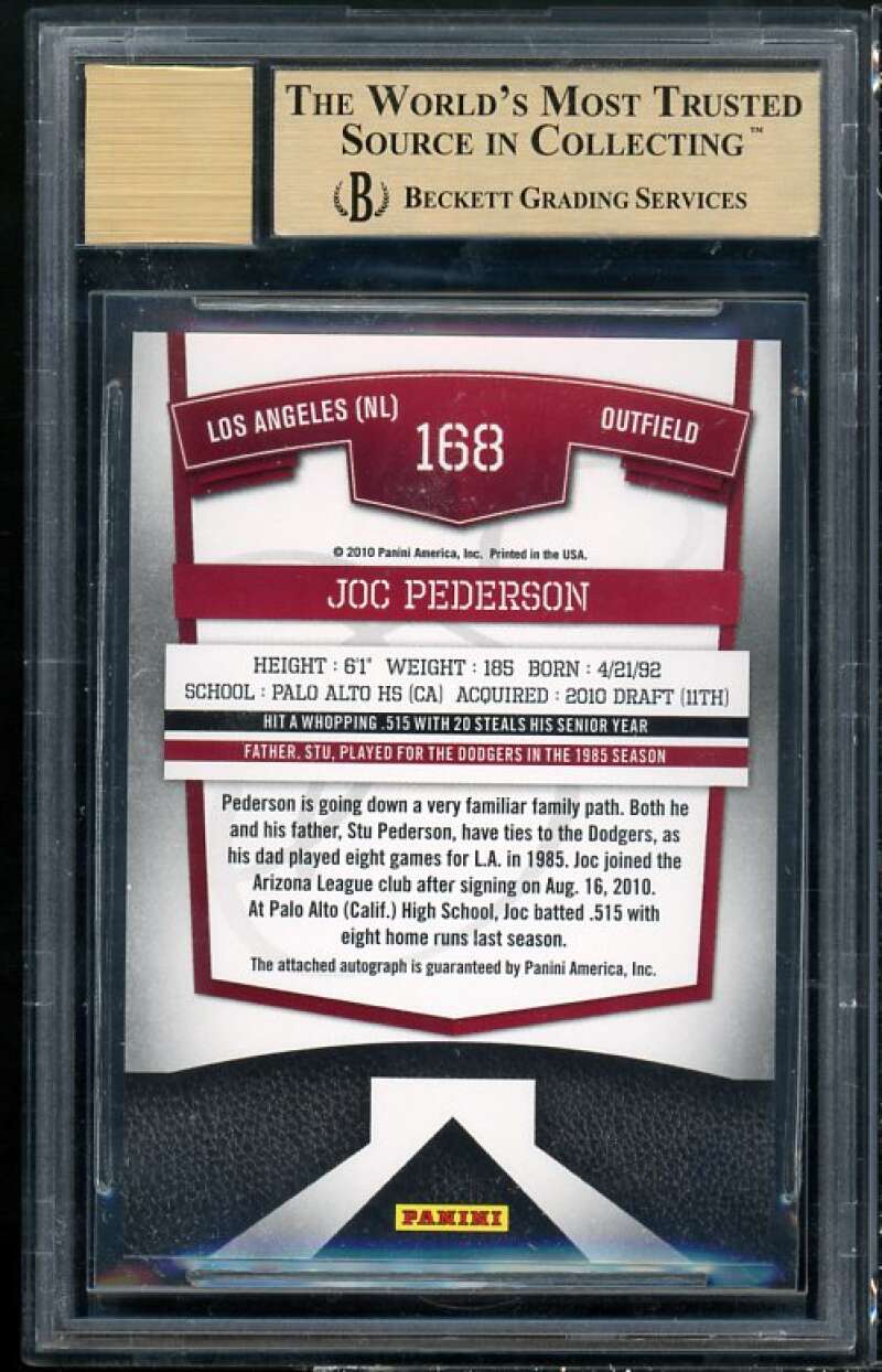 Joc Pederson Rookie Card 2010 Elite Extra Edition Signature #168 BGS 9.5 Image 2