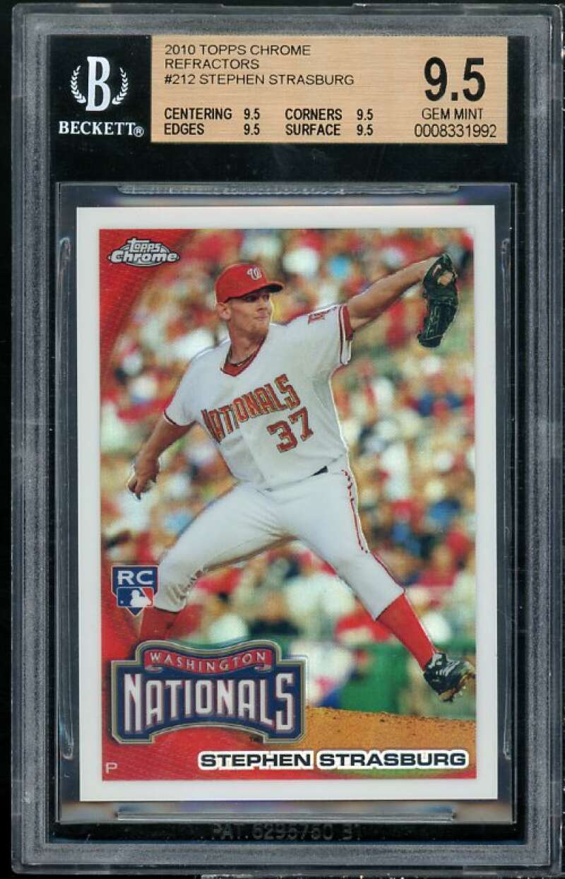 Stephen Strasburg Rookie Card 2010 Topps Chrome Refractors #212 BGS 9.5 Image 1