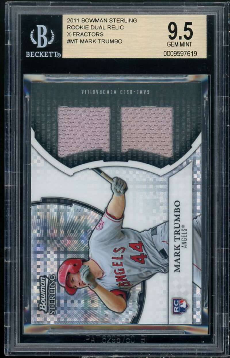 Mark Trumbo Rookie 2011 Bowman Sterling Rookie Dual Relix X-Fractor #mt BGS 9 Image 1