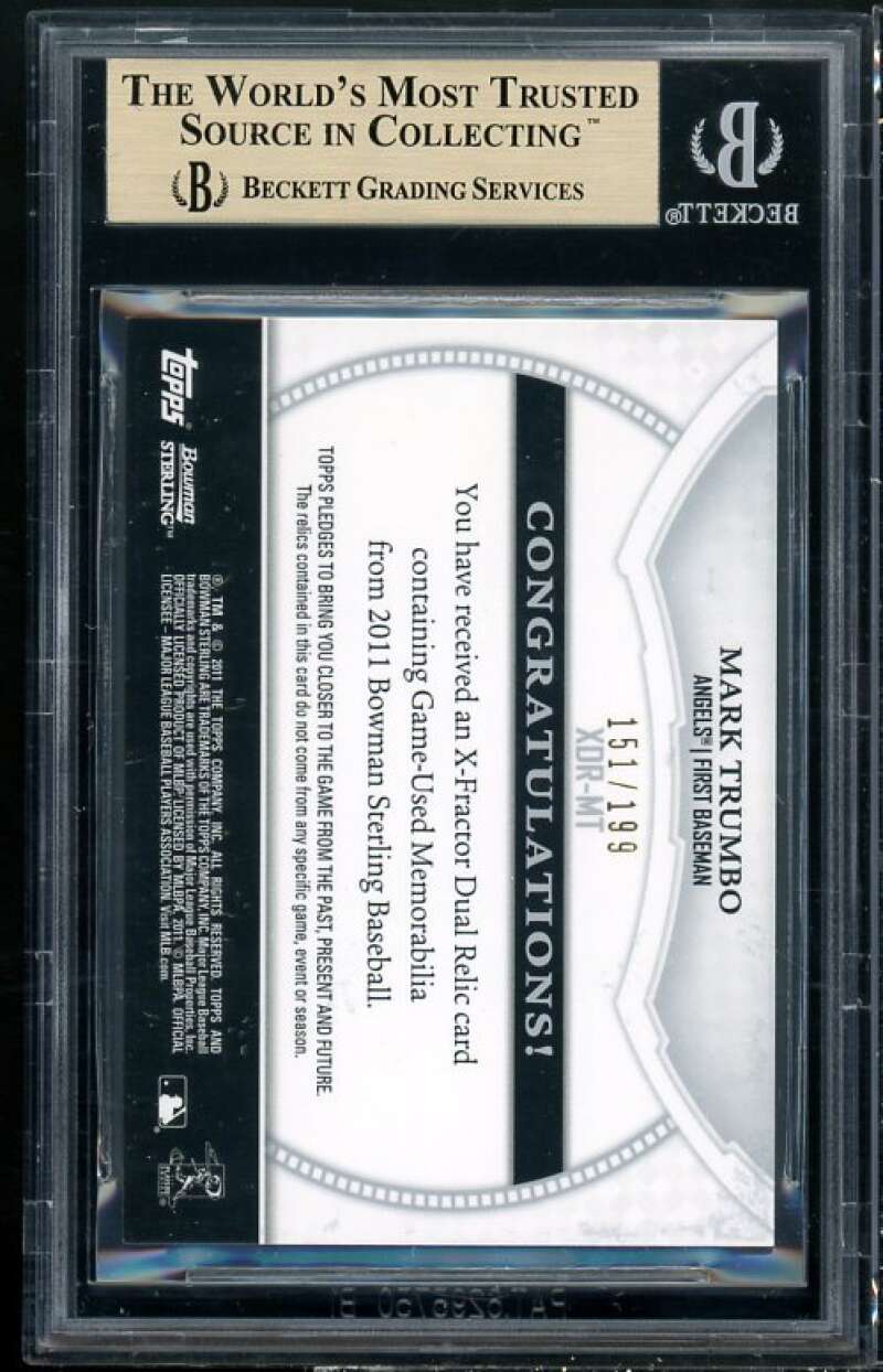 Mark Trumbo Rookie 2011 Bowman Sterling Rookie Dual Relix X-Fractor #mt BGS 9 Image 2