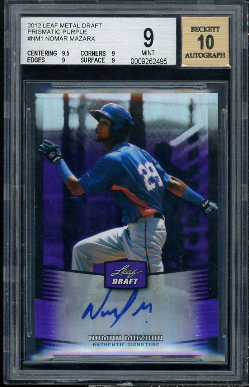 Nomar Mazara Rookie Card 2012 Leaf Metal Draft Prismatic Purple #NM1 BGS 9 Image 1