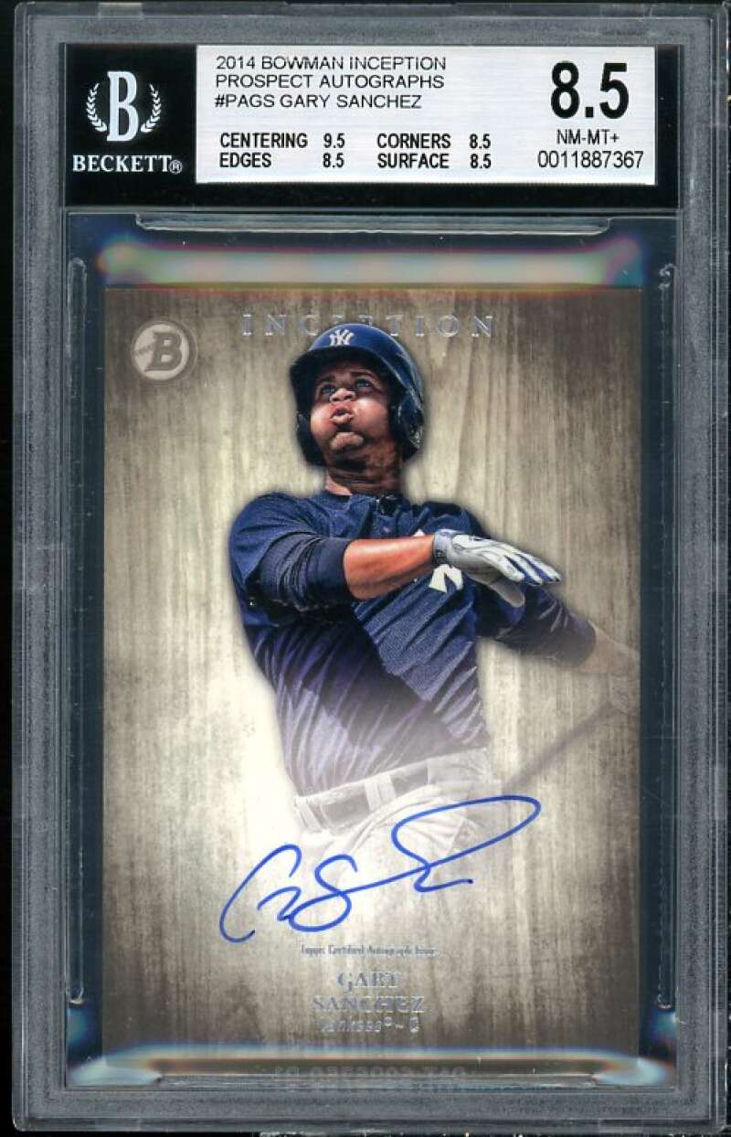 Gary Sanchez Rookie Card 2014 Bowman Inception Prospect Autographs #pags BGS 8.5 Image 1