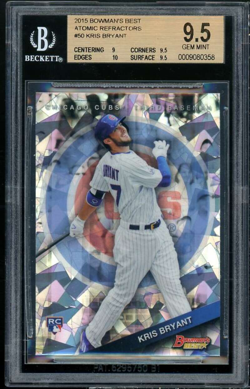 Kris Bryant Rookie Card 2015 Bowman's Best Atomic Refractor #50 BGS 9.5 Image 1