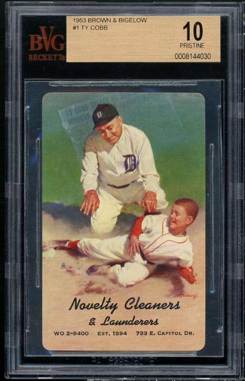 Ty Cobb Card 1953 Brown &amp; Bigelow #1 (pop 2) (PRISTINE) BGS 10 Image 1