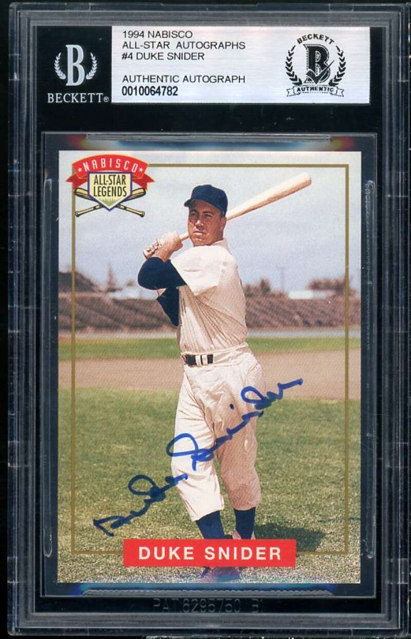 Duke Snider Card 1994 Nabisco All-Star Autographs #4 BGS Authentic Autograph Image 1