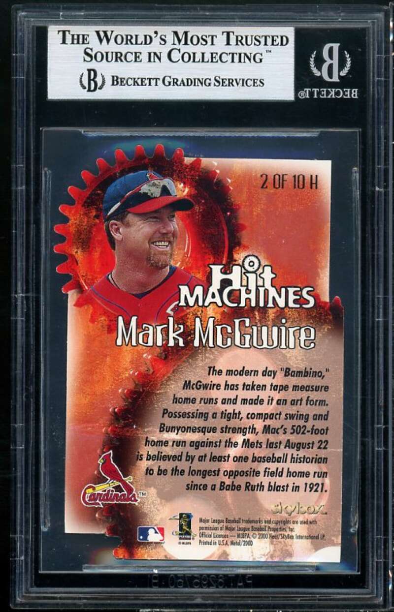 Mark Mcgwire Card 2000 Metal Hit Machines #h2 (pop 2) BGS 9 (9.5 9 8.5 9) Image 2