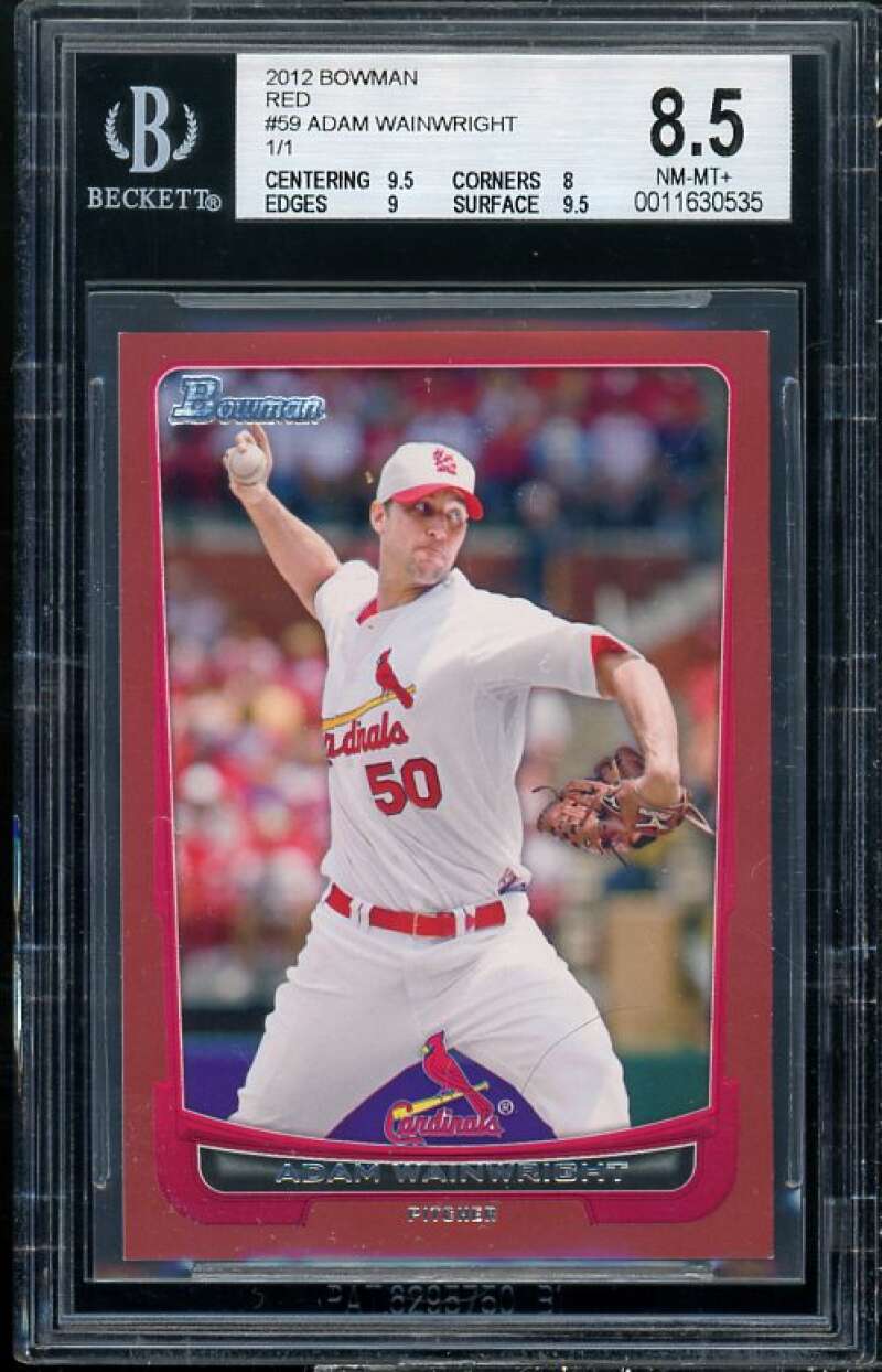 Adam Wainwright Card 2012 Bowman Red #50 (1 of 1) BGS 8.5 Image 1