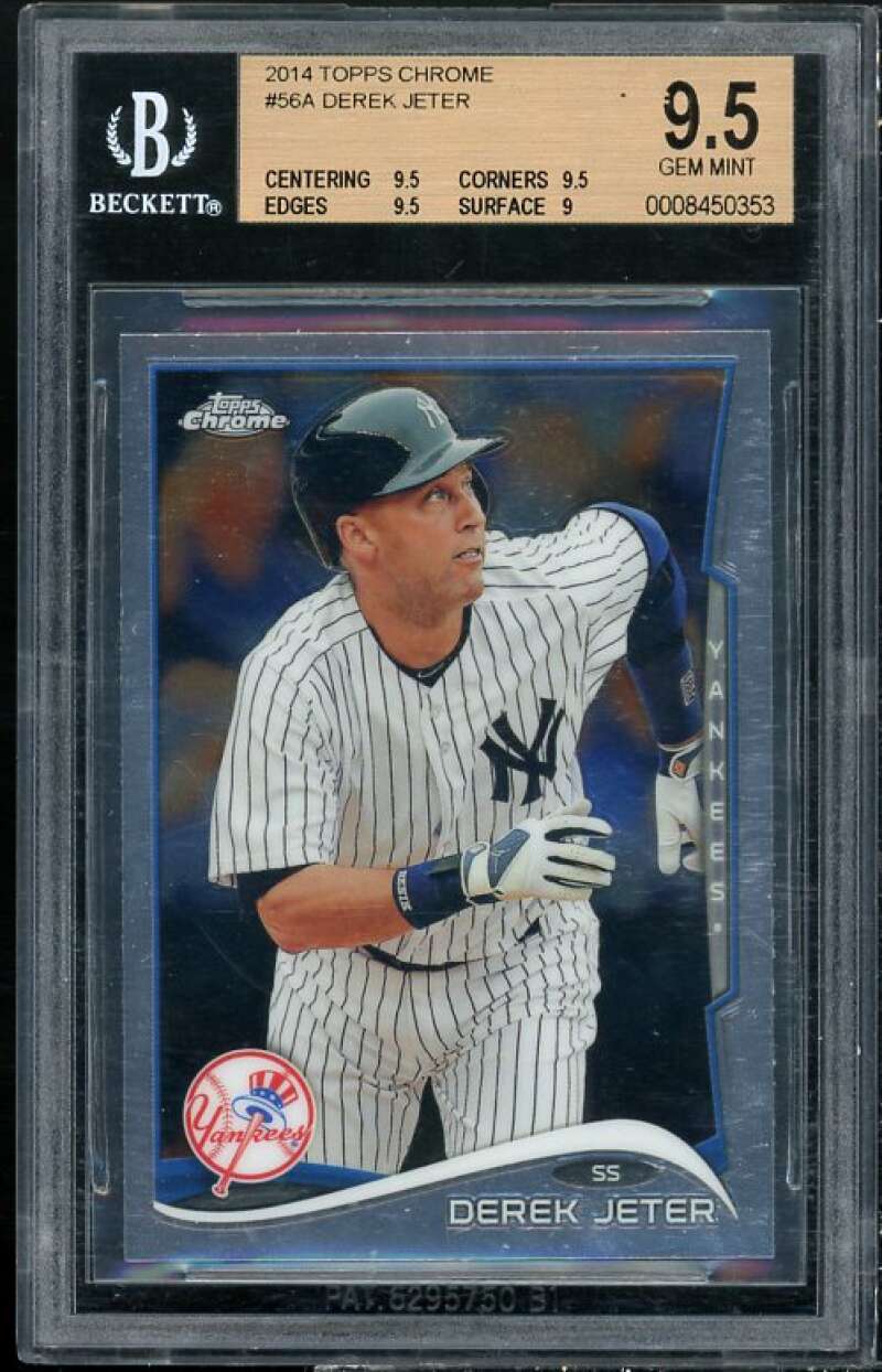 Derek Jeter Card 2014 Topps Chrome #56a (pop 3) BGS 9.5 (9.5 9.5 9.5 9) Image 1