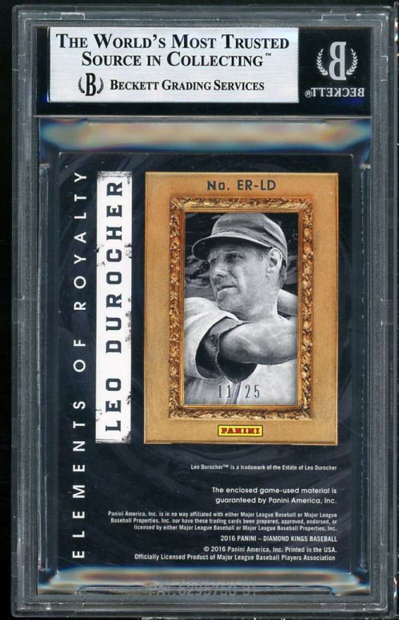 Leo Durocher Card 2016 Diamond Kings Elements Of Royalty Relics Framed #17 BGS Image 2