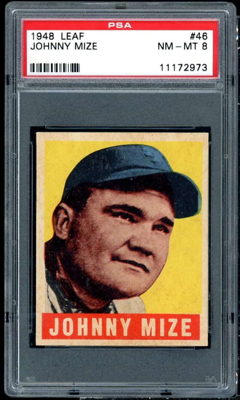 Johnny Mize Card 1948 Leaf #46 PSA 8 Image 1