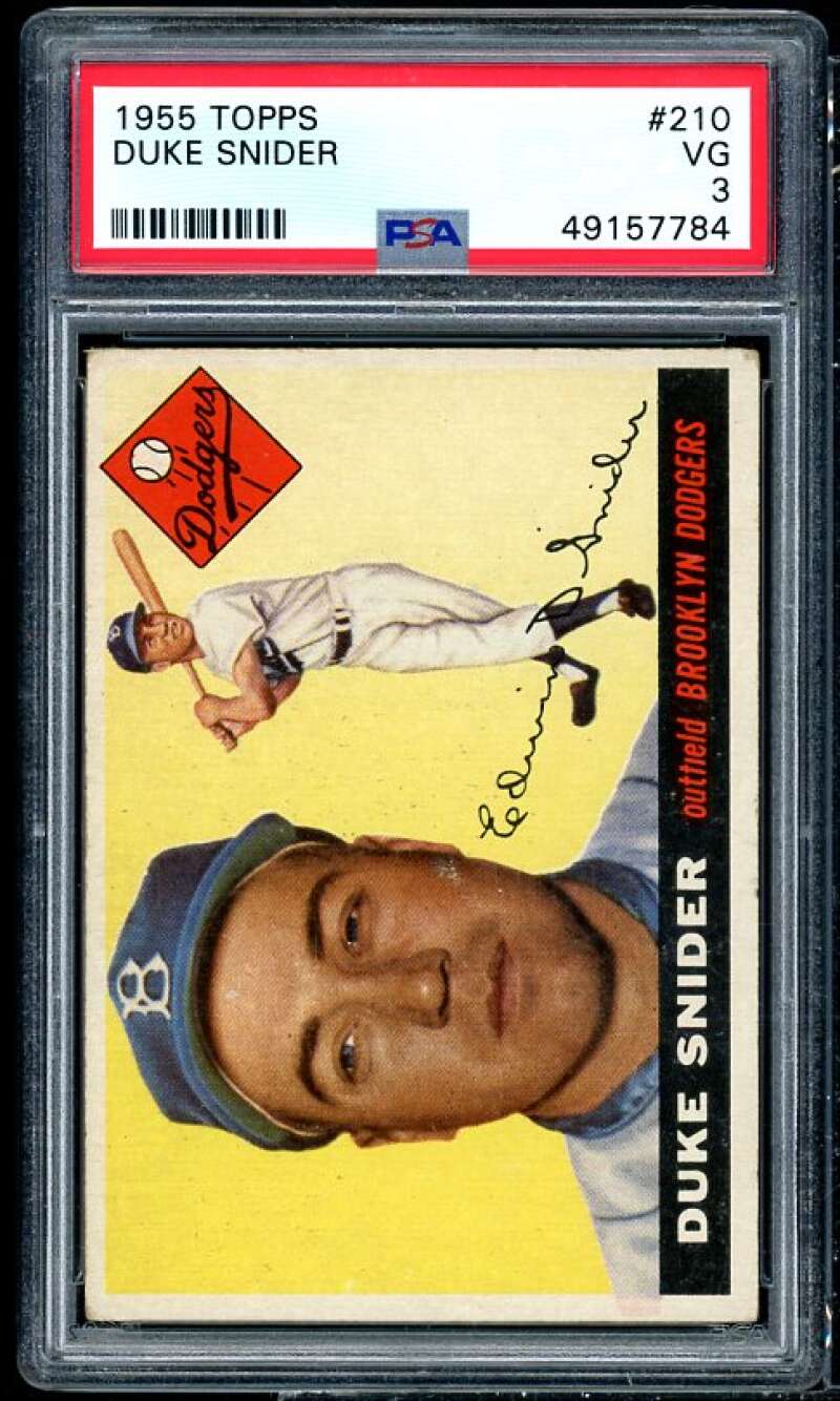 Duke Snider Card 1955 Topps #210 PSA 3 Image 1