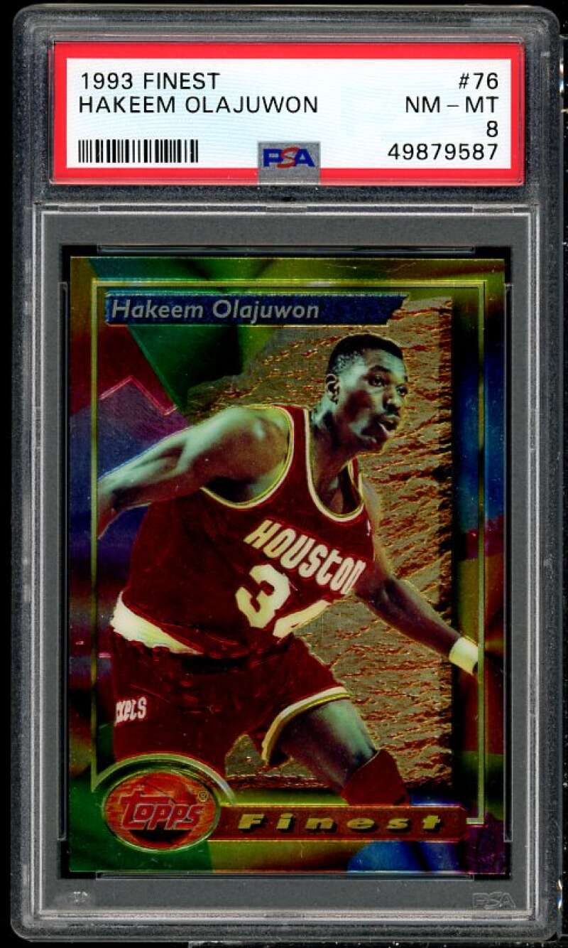 Akeem Olajuwon Card 1993-94 Finest #76 PSA 8 Image 1