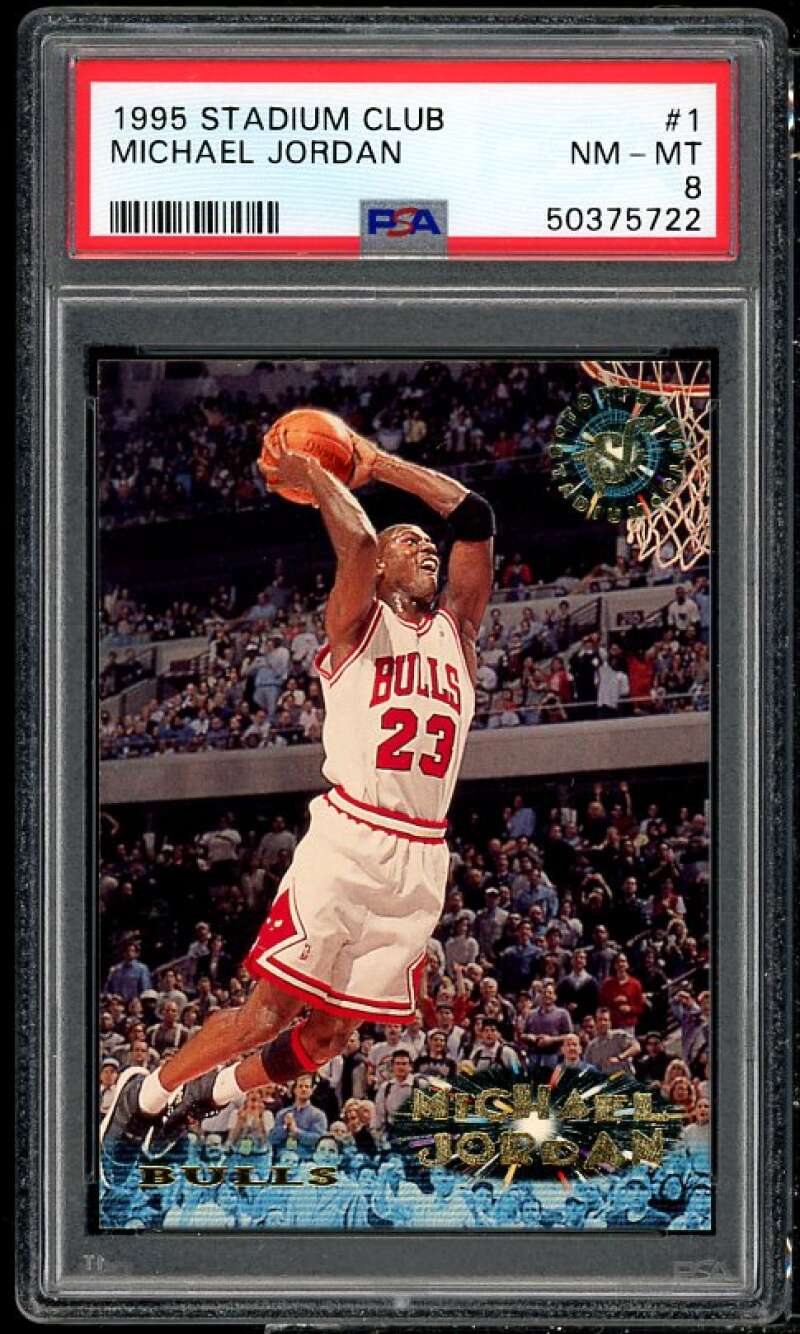 Michael Jordan Card 1995-96 Stadium #1 PSA 8 Image 1