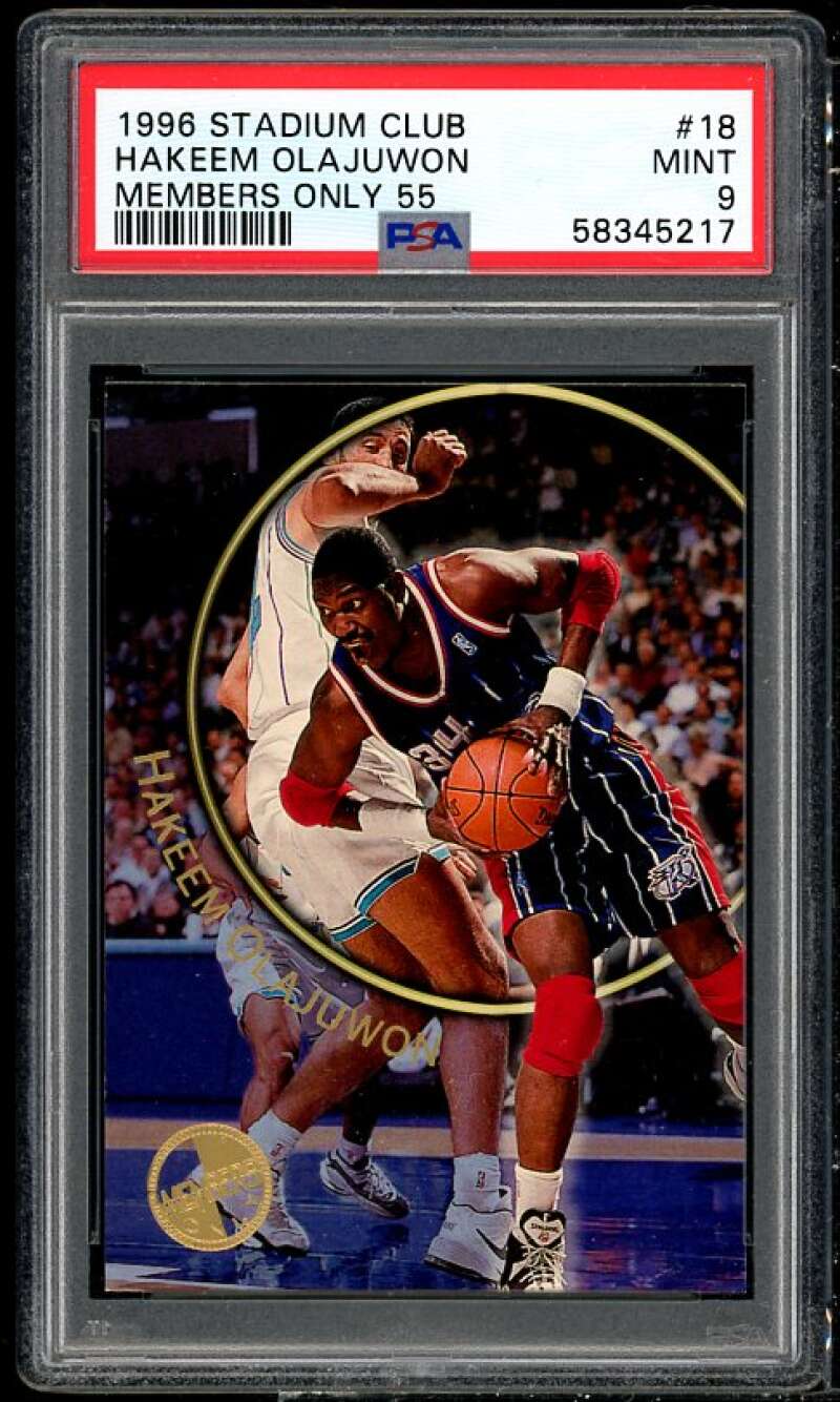 Akeem Olajuwon Card 1996-97 Stadium Club Members Only 55 (pop 1) #18 PSA 9 Image 1