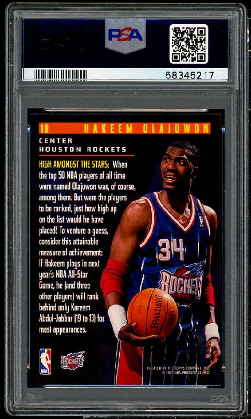 Akeem Olajuwon Card 1996-97 Stadium Club Members Only 55 (pop 1) #18 PSA 9 Image 2