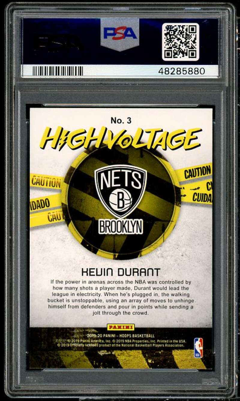 Kevin Durant Card 2019-20 Panini Hoops High Voltage #3 PSA 9 Image 2