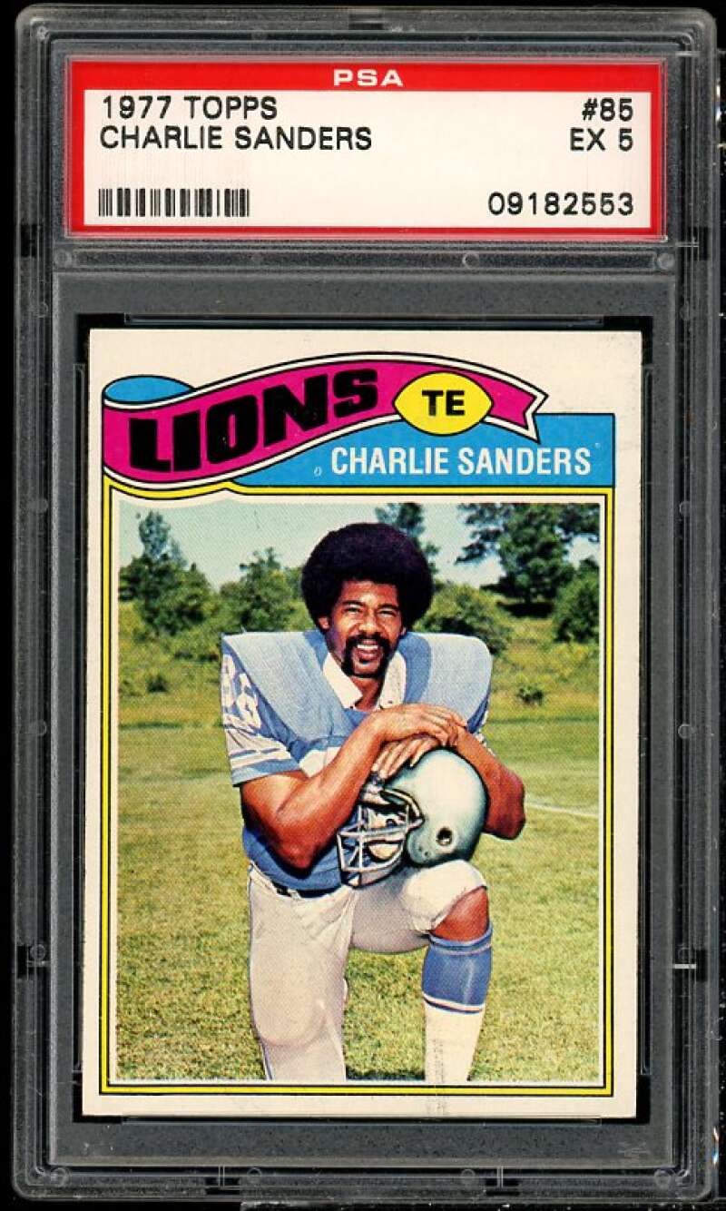 Charlie Sanders Card 1977 Topps #85 PSA 5 Image 1