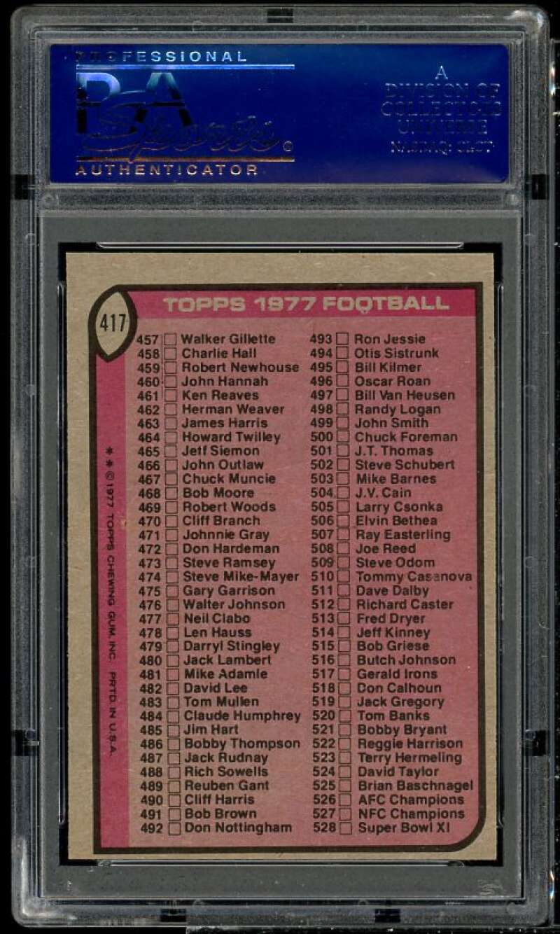 Checklist Card 397-528 Card 1977 Topps #417 PSA 5 Image 2