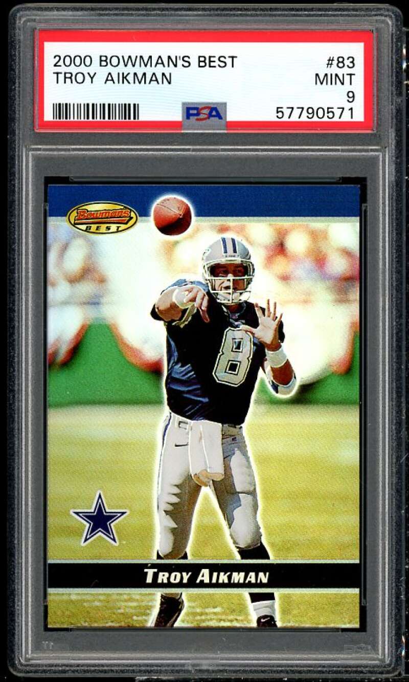 Troy Aikman Card 2000 Bowman's Best #83 PSA 9 Image 1