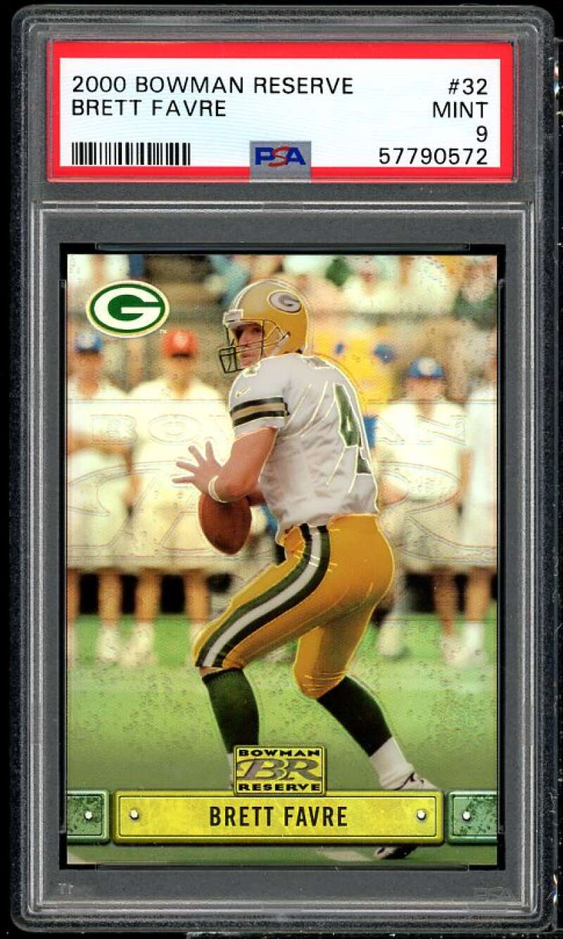 Brett Favre Card 2000 Bowman Reserve #32 PSA 9 Image 1