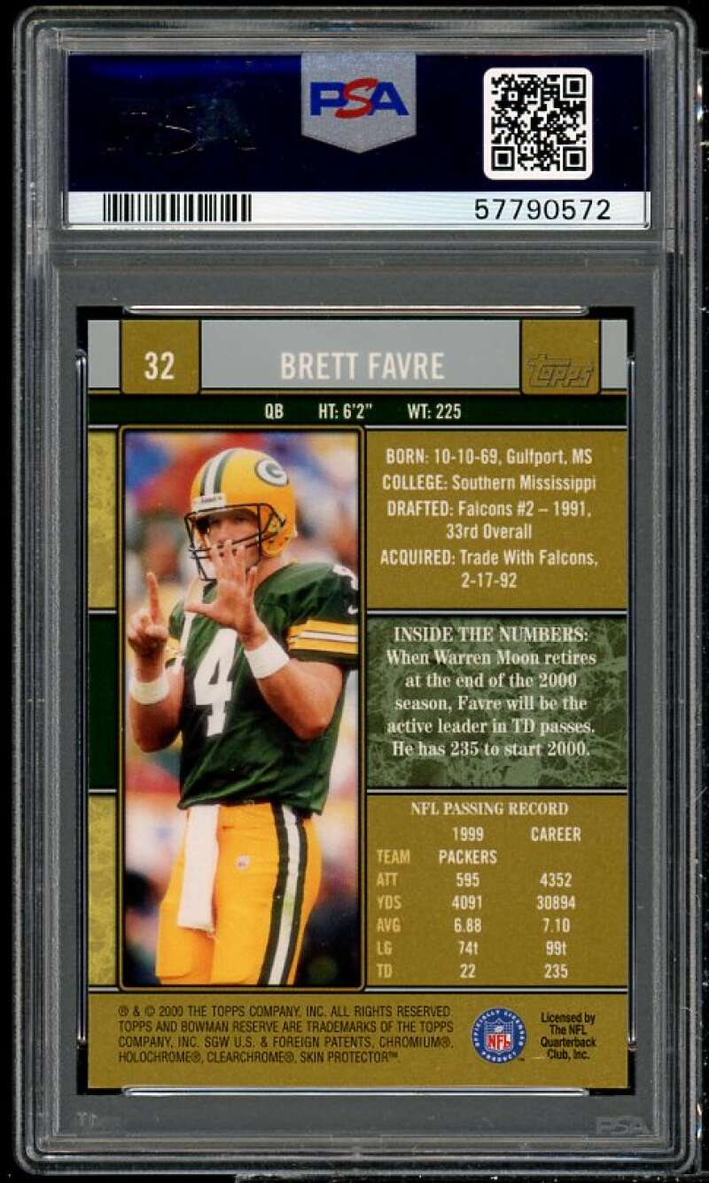 Brett Favre Card 2000 Bowman Reserve #32 PSA 9 Image 2