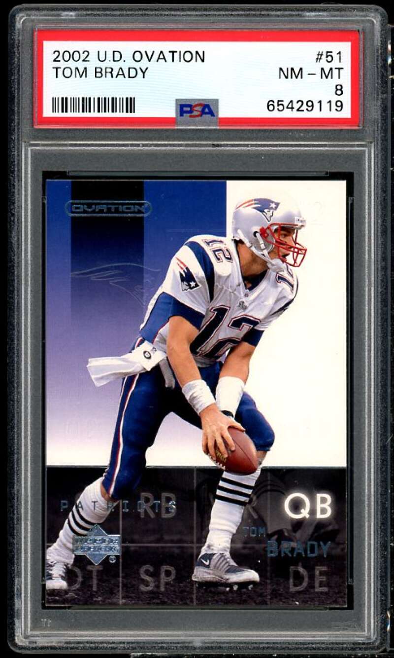 Tom Brady Card 2002 UD Ovation #51 PSA 8 Image 1