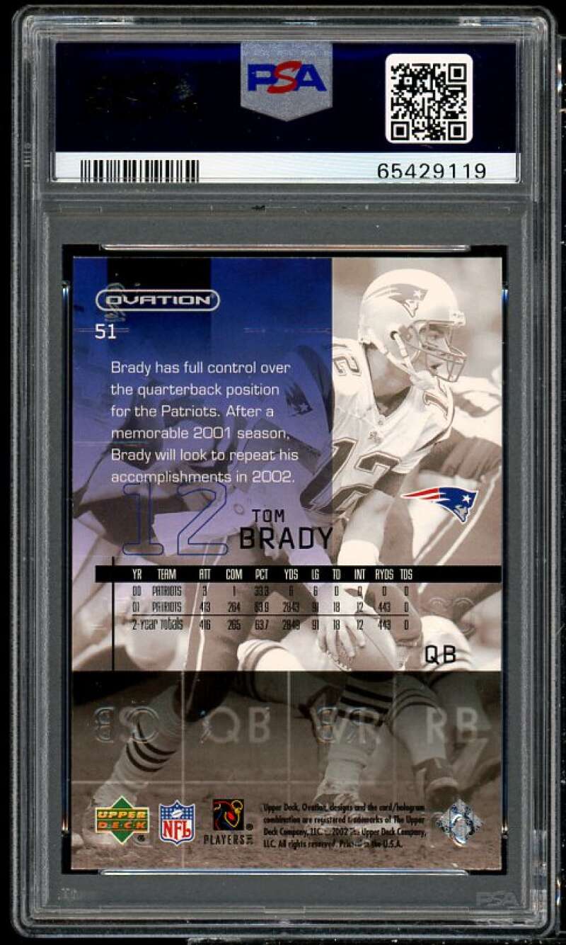 Tom Brady Card 2002 UD Ovation #51 PSA 8 Image 2