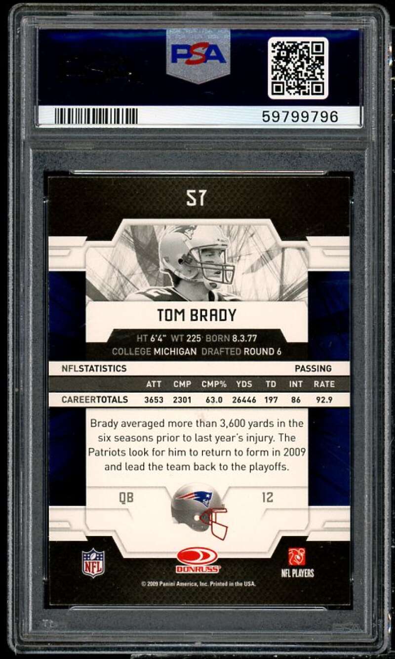 Tom Brady Card 2009 Donruss Elite #57 PSA 8 Image 2