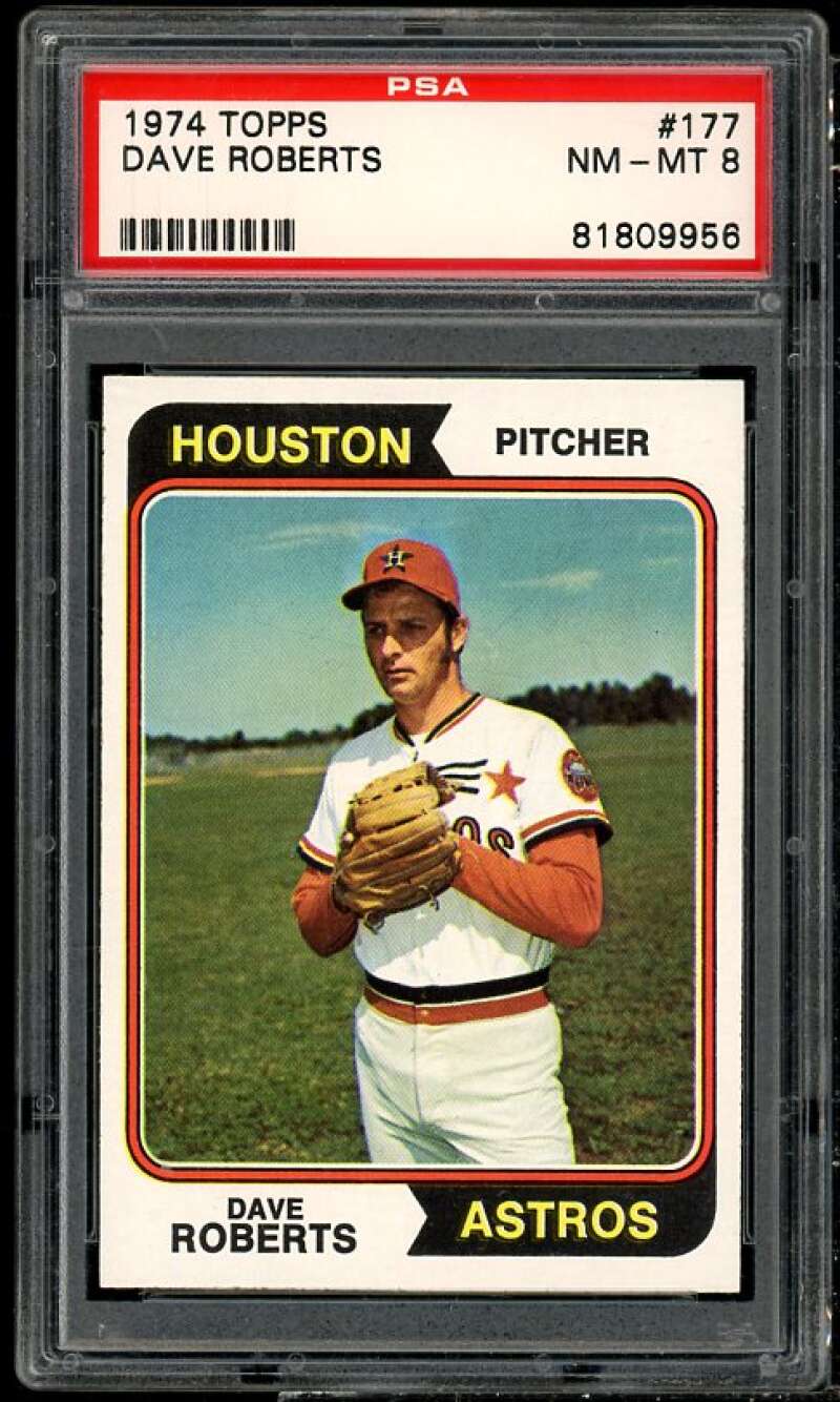 Dave Roberts Card 1974 Topps #177 PSA 8 Image 1