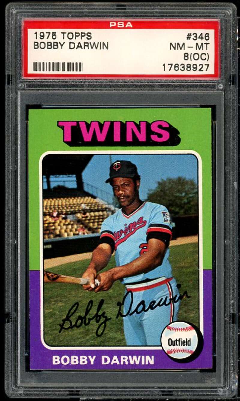 Bobby Darwin Card 1975 Topps #346 PSA 8 (oc) Image 1