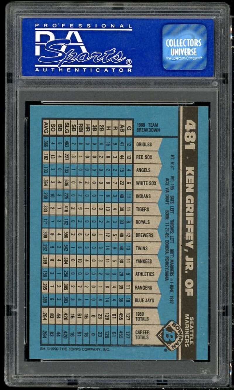 Ken Griffey Jr. Card 1990 Bowman #481 PSA 9 Image 2