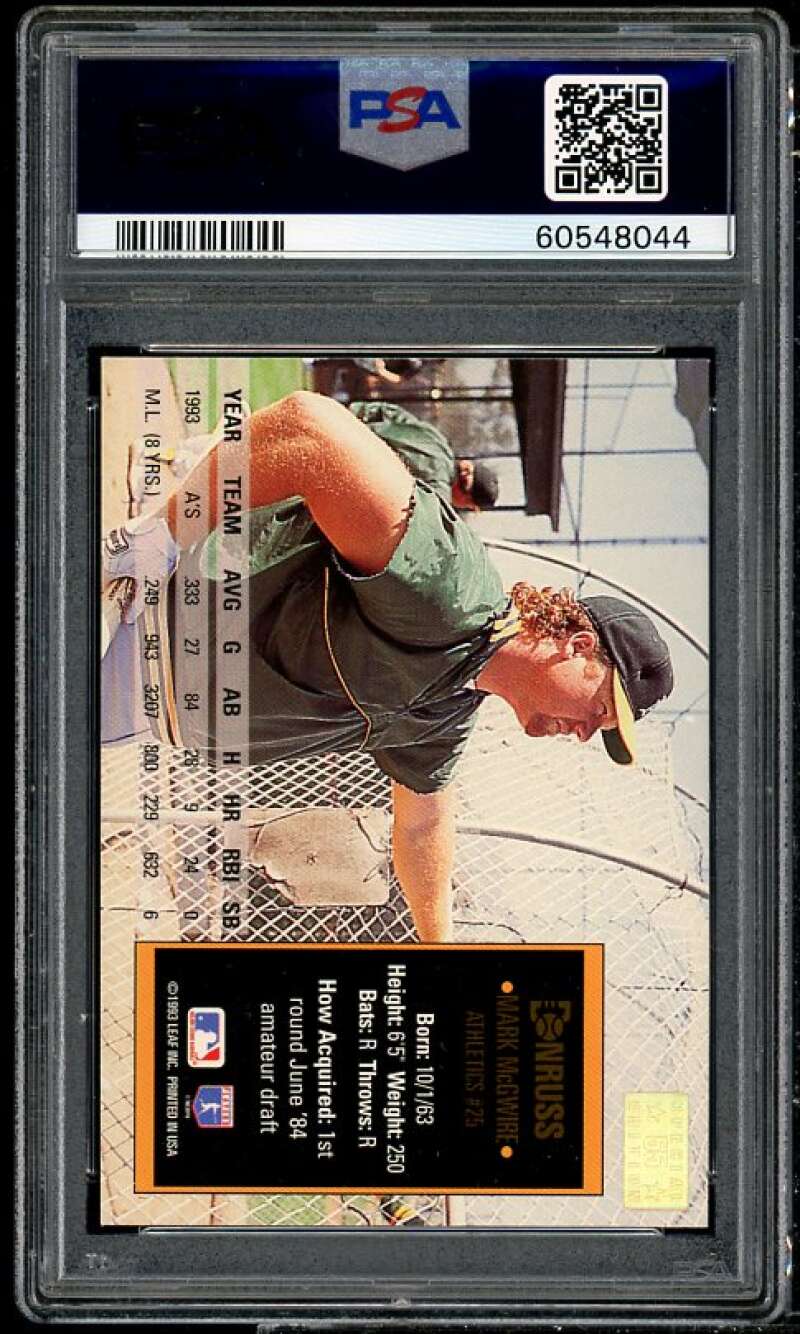 Mark Mcgwire Card 1994 Donruss Special Edition Gold #55 PSA 9 Image 2