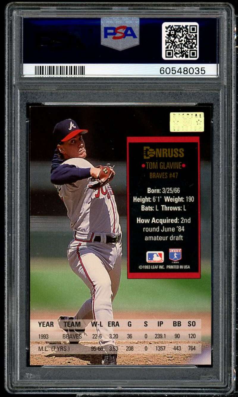 Tom Glavine Card 1994 Donruss Special Edition Gold #84 PSA 9 Image 2