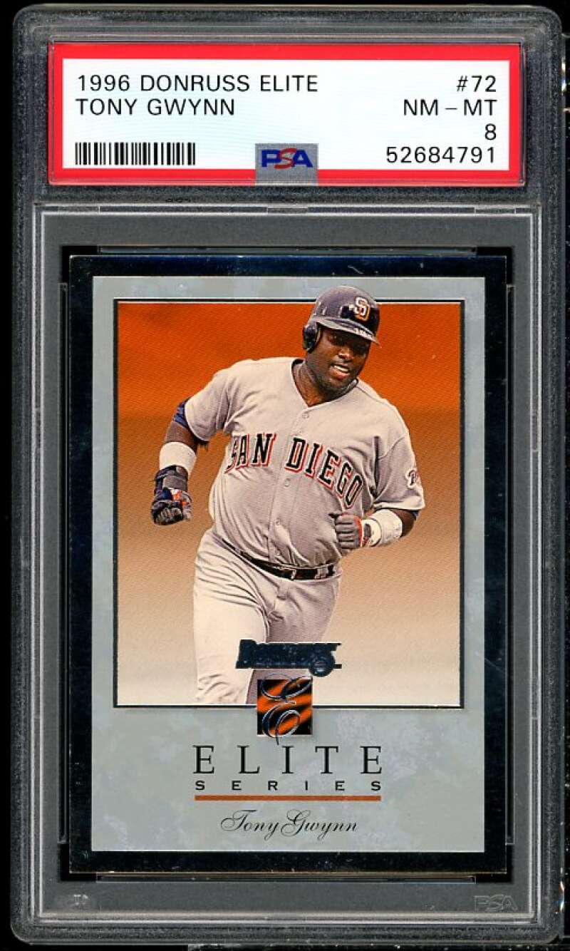 Tony Gwynn Card 1996 Donruss Elite #72 PSA 8 Image 1