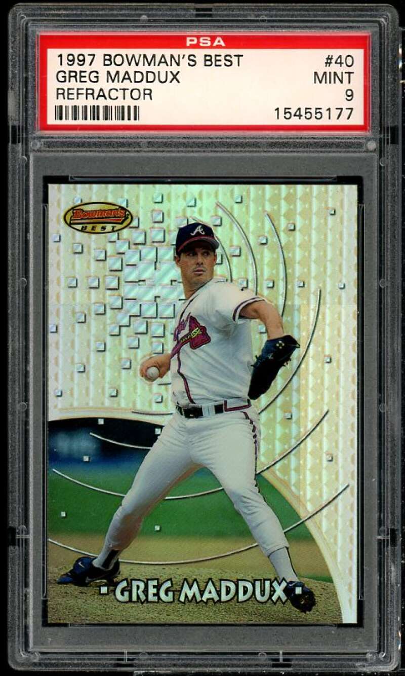 Greg Maddux Card 1997 Bowman's Best Refractor (pop 4) #40 PSA 9 Image 1