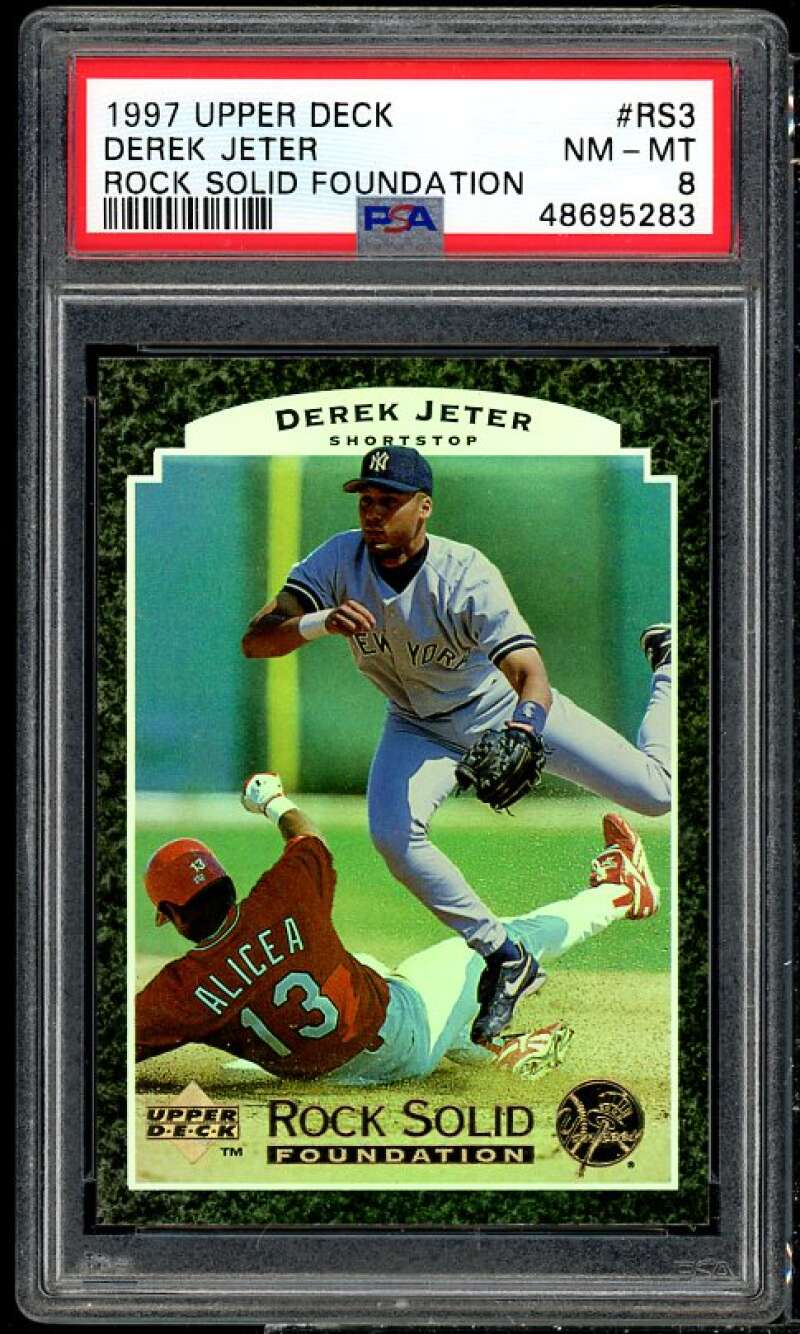 Derek Jeter Card 1997 Upper Deck Rock Solid Foundation #RS3 PSA 8 Image 1