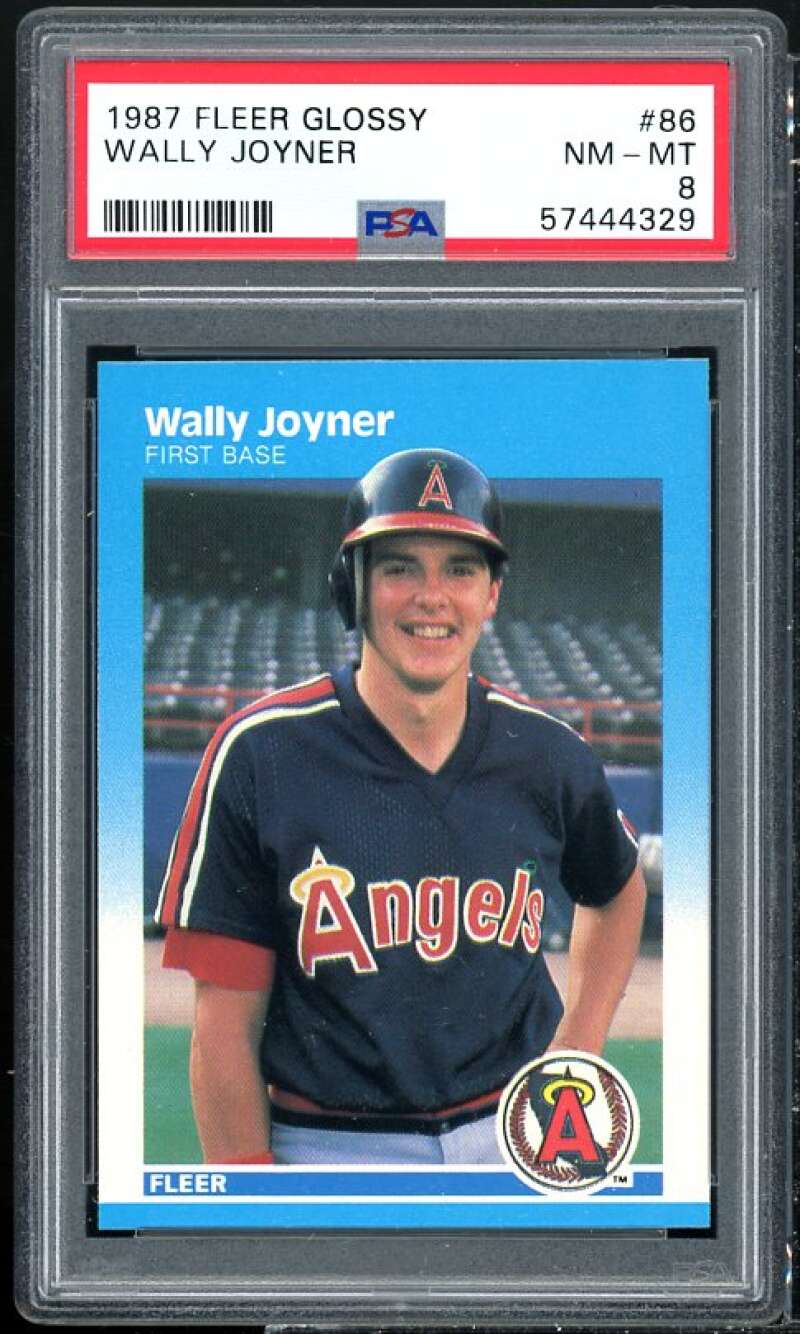 Wally Joyner Rookie Card 1987 Fleer Glossy #86 PSA 8 Image 1