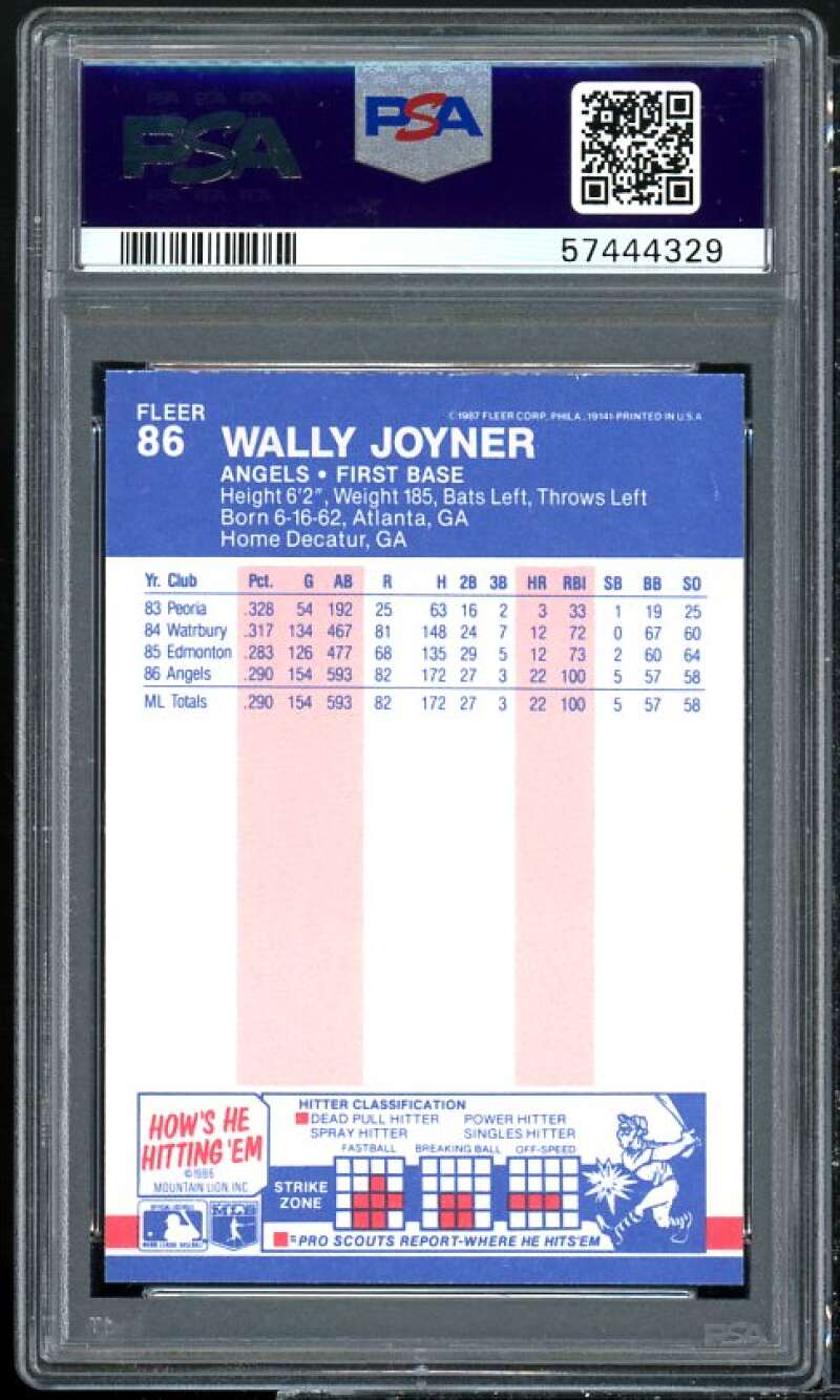 Wally Joyner Rookie Card 1987 Fleer Glossy #86 PSA 8 Image 2