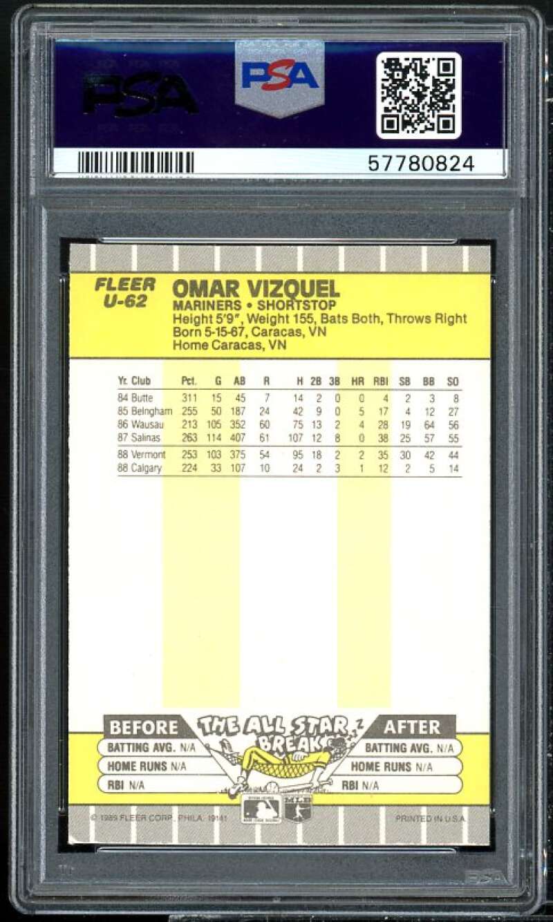 Omar Vizquel Rookie Card 1989 Fleer Update #U-62 PSA 5 Image 2