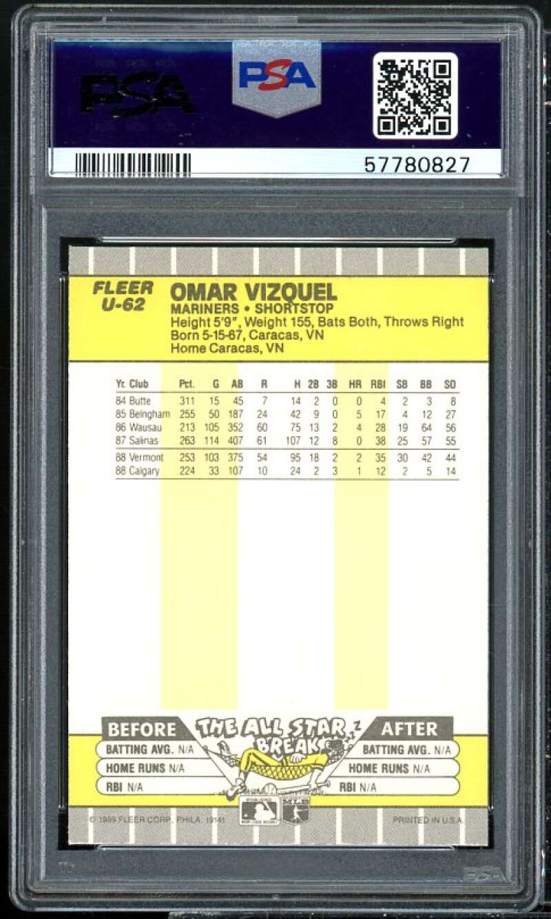 Omar Vizquel Rookie Card 1989 Fleer Update #U-62 PSA 7 Image 2