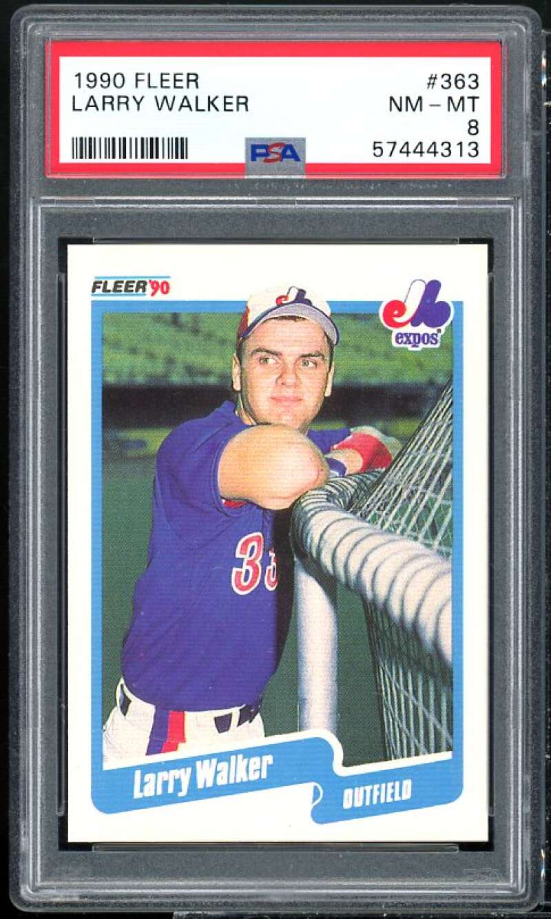 Larry Walker Rookie Card 1990 Fleer #363 PSA 8 Image 1